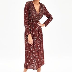 ZARA LONG COTTON EMBROIDERED BEADED DRESS Small